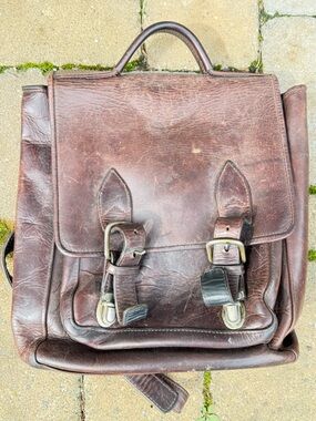 Classic Brown Leather Men's Briefcase Backpack